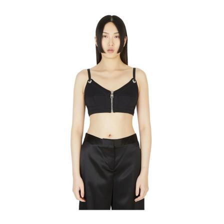 Alexander McQueen Zip Bra Top Sort, Dame