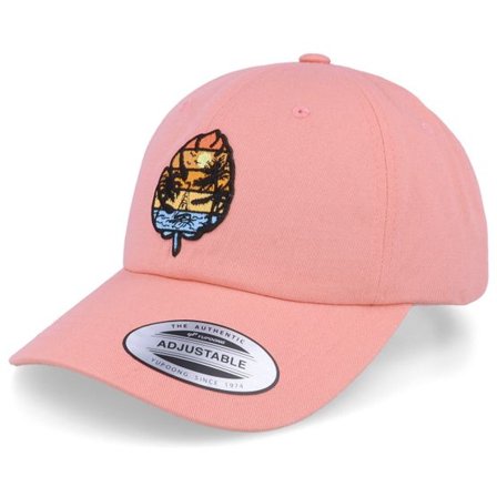 Iconic - Rosa unconstructed Keps - Tropical Leaf Summer Sunset Pink Dad Cap @ Hatstore