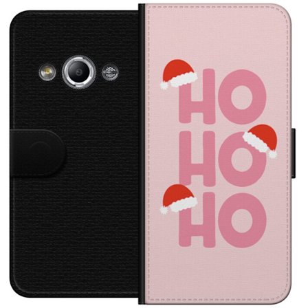 Yhteensopiva Lompakkokotelo Samsung Galaxy Xcover 3 HO HO HO vaaleanpunainen joulumotiivi, jossa on joulupukin hattuja, typografiaa, talvityylin yksit