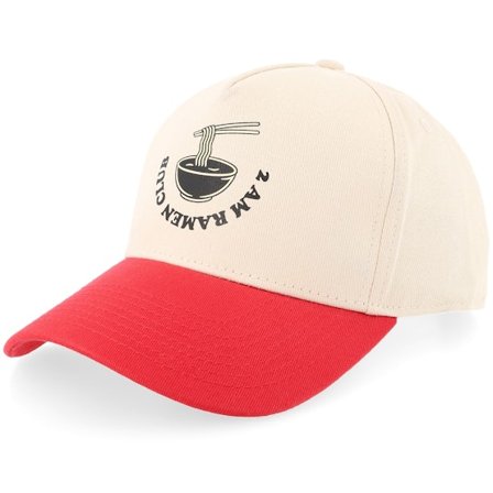 Iconic - Beige adjustable Cap - 2am Ramen Club Blank Stone/Red A-Frame Adjustable @ Hatstore
