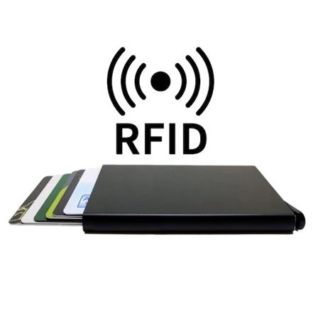 Smart Korthållare Skjuter Fram 5 Kort - Rfid Säker Svart