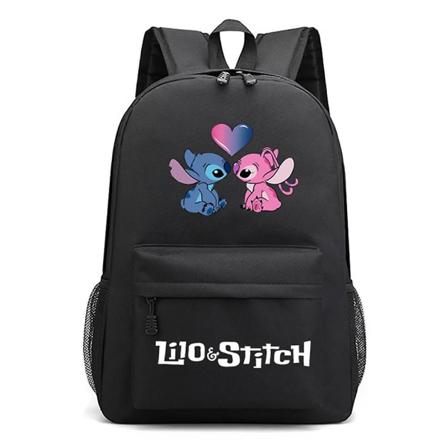 Disney Lilo & Stitch Cartoon Rygsæk Til Skole, Letvægts Vandafvisende Bogtaske Casual Daypack Til Mellemtrinnet Drenge Piger (FMY) Black