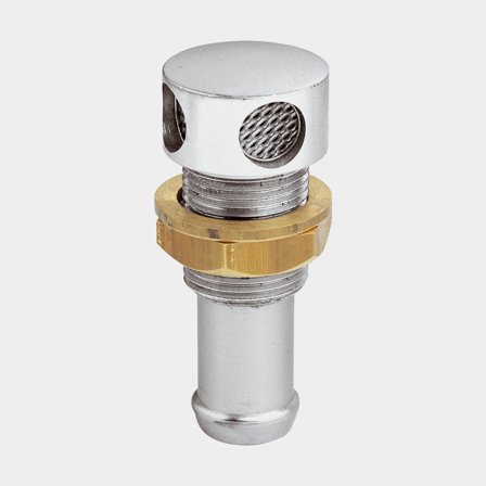 Odvzdušňovací ventil Maestrini Chrome Plated Straight Vent, pochromovaná mosaz, 3/4" G (BSP) na 16 mm (5/8′′) hadici, stříbrná