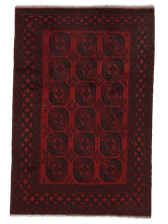 194X291 Alfombra Oriental Afghan Fine Negro/Rojo Oscuro (Lana, Afganistán)