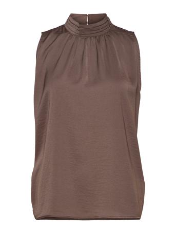 N1379, Aileensz Top Blus Ärmlös Brun Saint Tropez
