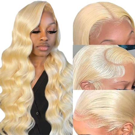 613 Blonde Lace Front Parykk Menneskehår 32 Tommer 180% Tetthet 13x6 HD Transparent Body Wave Blonde Lace Front Parykker Menneskehår Blonde Lace 