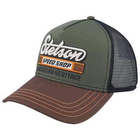 Stetson - Groen trucker Cap - Speed Shop Chestnut/Olive A-Frame Trucker @ Hatstore