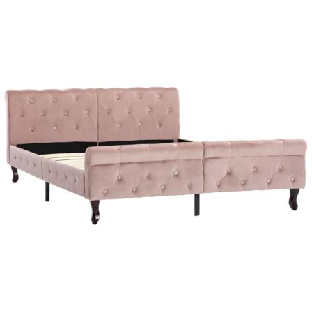 Vidaxl Sängram Rosa Sammet 140x200 Cm Rosa