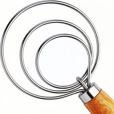 Dansk dejpisker, egnet til surdej, træhåndtag og rustfrit stål.