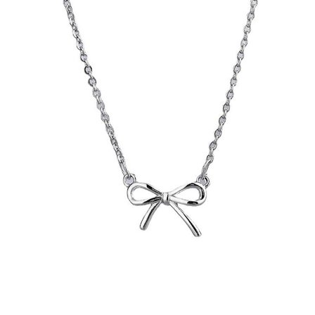 Silver bow pendant necklace