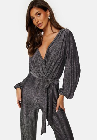 Bubbleroom Occasion Leena Sparkling Jumpsuit Silver Klær