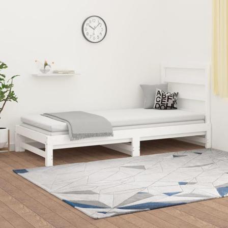 Vidaxl Utdragbar Dagbädd Vit 2x(90x190) Cm Massiv Furu Vit