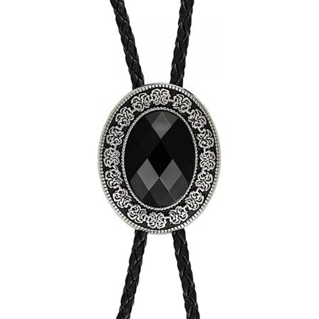 Bolo Tie, Håndlaget Rund Western Cowboy Bolo Tie Svart