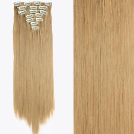 Lang Lige Frisure 16 Clips 7Pcs/Set Hårforlængelser Naturlig Syntetisk Blond Sort Hårbevægelser Varmebestandig Til Kvinder #5 24inches