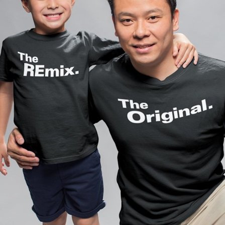 Familje T-shirt - The Original The remix Pappa Mamma & barn