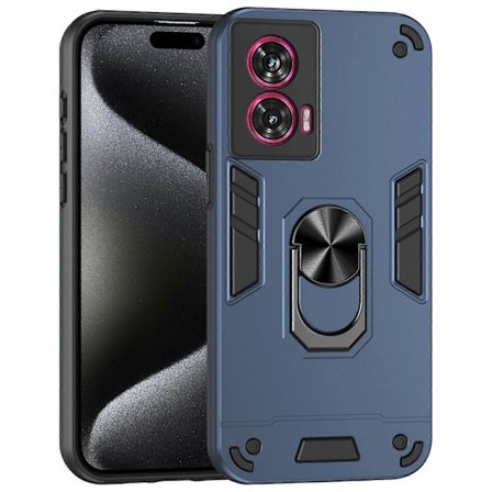Skal för Motorola Edge 50 Fusion 5G PC+TPU Stöttåligt Telefonskydd med Ringstativ - Blå