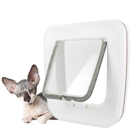 Mikrochip Kattedør Selektiv Tilgang Enkel Installering 4 Manuelle Låsealternativer Energieffektiv Vindtett Praktisk Hvit