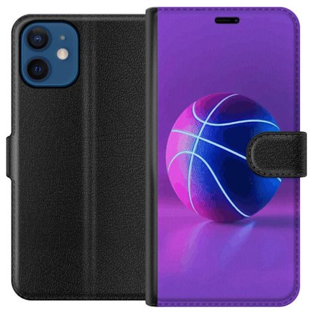 Yhteensopiva Lompakkokotelo Apple iPhone 12 Koripallo juliste neon pallo urheilu kori värikäs violetti sininen hehkuava kenttä retro design urheilija