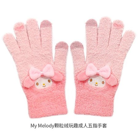 Kawaii Kuromi My Melody Cinnamoroll Varme Votter Kvinner Vinter Sanrioed Anime Tegneserie Plysj Strikkede Votter