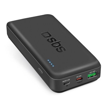 Powerbank SBS TTBB20000PD20K 20000 mAh 20W PD USB-C, USB-A, Micro-USB - musta