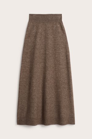 Kappahl | Stickad kjol i ullmix | Brunmelerad