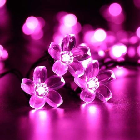 50 Led Solar Flower String Lights 23 Fot (rosa)