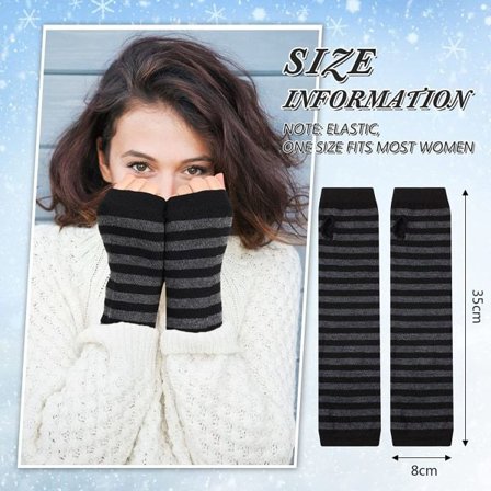 2 par stripete armuvarmere med lange fingerløse hansker - spot salg