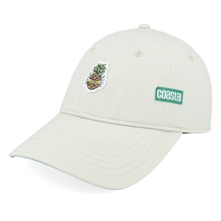 Coastal - Beige unconstructed Cappellino - 6 Panel Curved Visor Pinapple Sand Dad Cap @ Hatstore