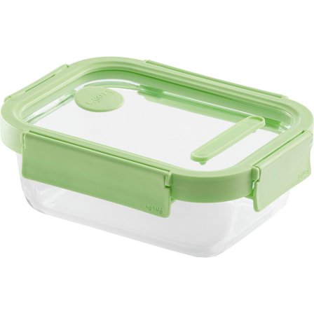 Lékué Rektangulær matboks 640 ml, glass/grønn' - 'Glass, grønn
