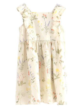 Dress Woven With Frill Aop Str Cream Lindex