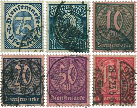 Tyske Rige 1922 - MICHEL D69-74 - Stemplet