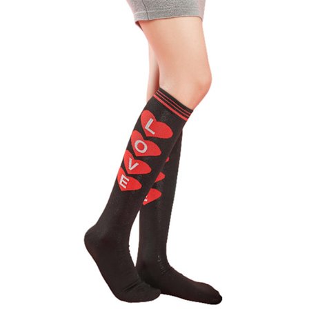 Dame Piger Valentinsdag Silkeagtige Lårhøje Strømper Sødt Kærlighedshjerte Læber Printet Sløjfe Over Knæ Lange Sokker Festkostume Tilbehør