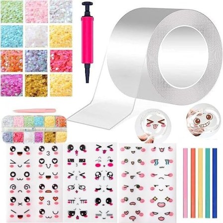 Nano Tape Sett for Ballonger, Juledekorasjon med Paljetter og DIY Tape