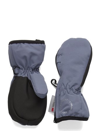 Mittens W. Zipper Grey En Fant