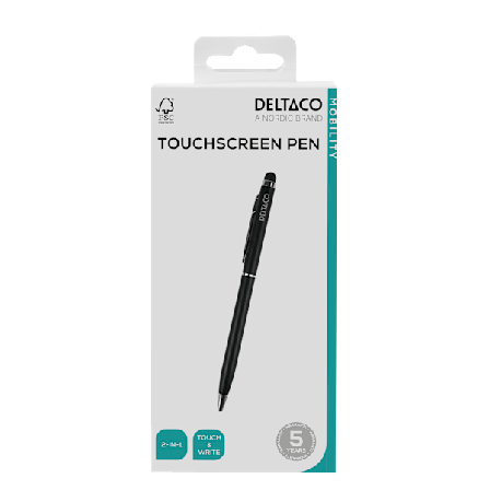 2-in-1 pen, write with ink and use for touch screens, black