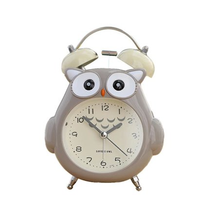 Barnväckarklocka Owl Loud Bell Analog väckarklocka Tyst, icke-tickande skrivbordsklocka med nattljus