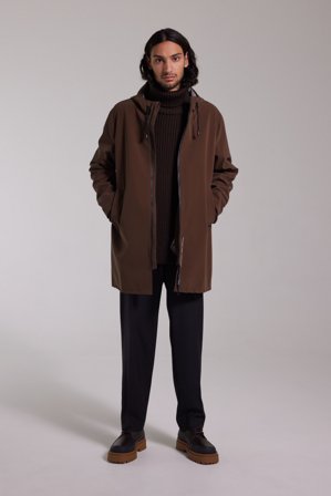 Stockholm Lightweight Matte Zip Raincoat Dark Brown