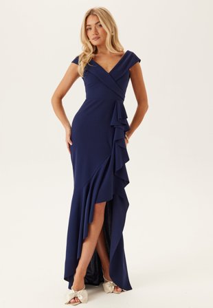 Goddiva-Bardot Frill Maxi Dress-XL (UK16)