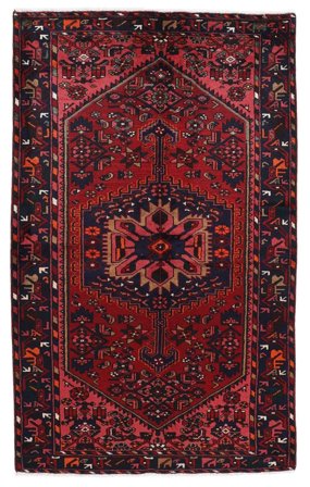 Hamadan Rug 140X230 Black/Dark Red Wool, Persia