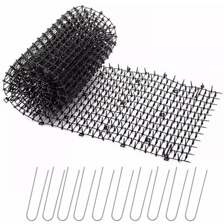 Puutarha kissanmatto piikeillä 200281,8 cm 10 metallisella maapiikillä, musta