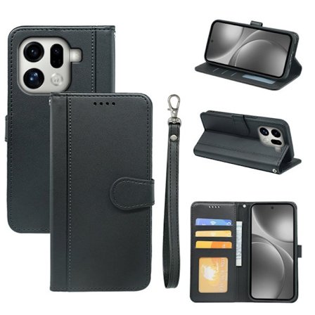 Oppo Find X9 Pro 5G Plånboksfodral Konstläder Magnetisk Stängning - Svart