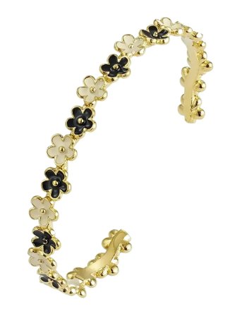Calista Bangle Ivory/Black/Silver Gold Bud To Rose