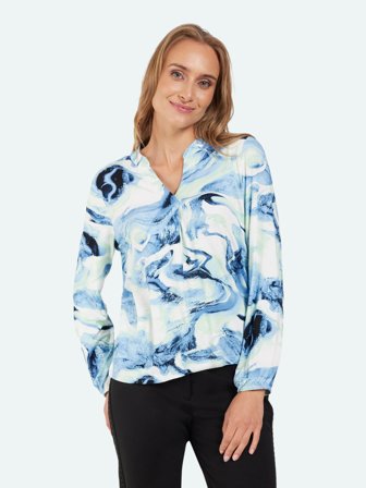 SIGNATURE - Langærmet T-shirt - Blå Mix - Mønstret