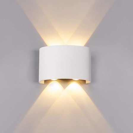 12W 4LEDs vägglampa utomhus/inomhus vattentät IP65, varmvit 2800K, modern design upp och ner, gjord av aluminium