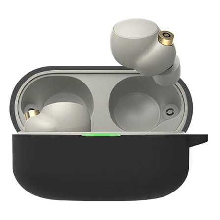 Sony WF-1000XM4 silikonikotelo karabiinilla - Musta