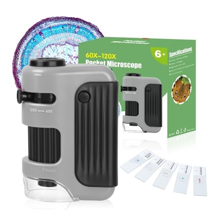 Fickmikroskop 60X till 120X Handhållet Minimikroskop för Barn Pedagogisk Användning
