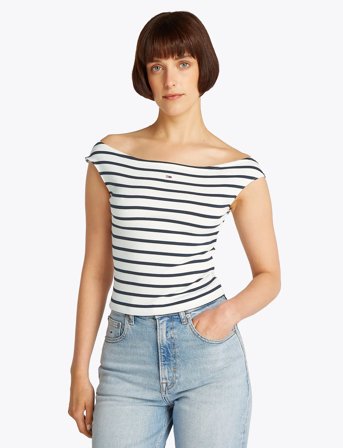 Tommy Jeans Tjw Boat Neck Top Ss Ext - White - XS