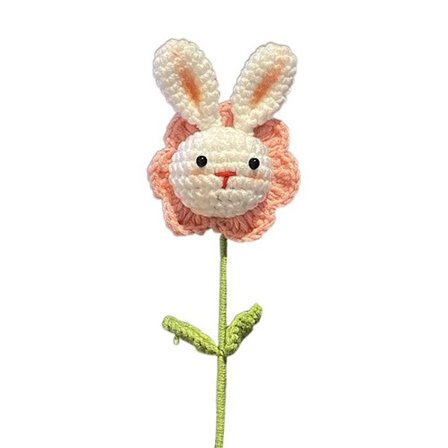 Kanin hæklede blomster Håndstrikket kunstige blomsterbuket