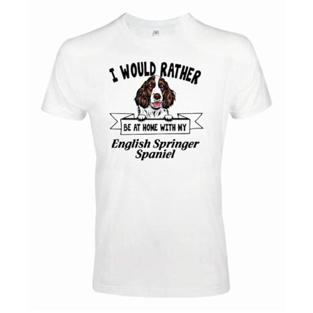English springer spaniel peeking dog t-shirt - Rather be home ..