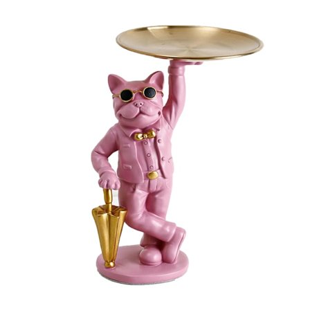 Bulldog Pöytäsäilytystarjotin Patsas Kaunis Käsintehty Hartsi Bulldog Säilytys Avaintarjotin Kotiin Kuistille Vaaleanpunaiset Koirat